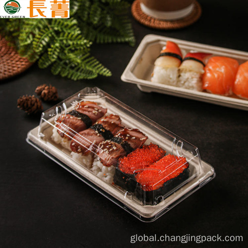 Bagasse Pulp Sushi Container Disposable 100% natural wheat straw fiber degradable tray Factory